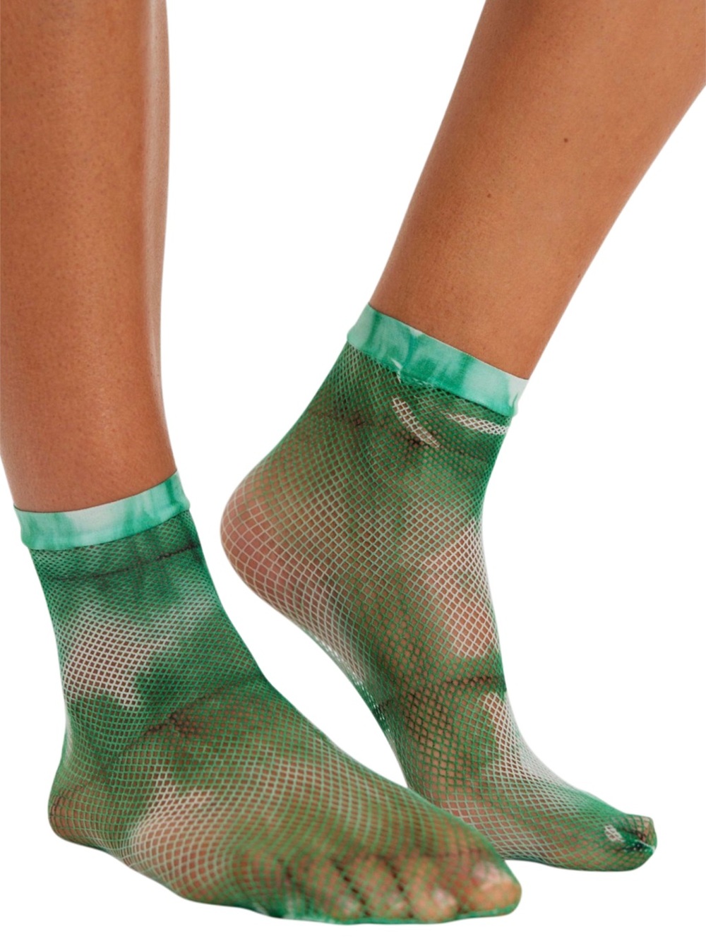 NWT Free People & Maria La Rosa Green Tie Dye Mesh Socks  (One Size)
